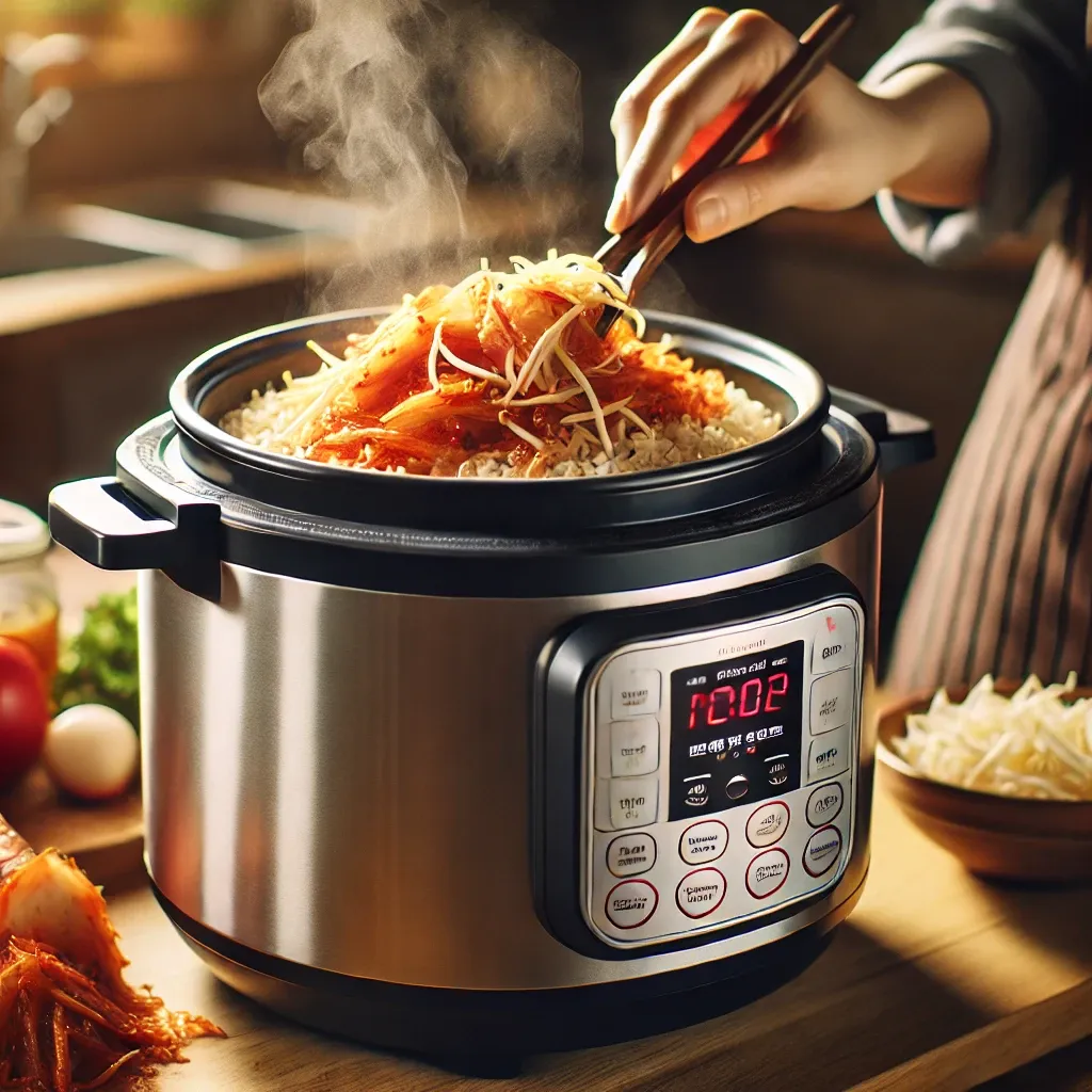 전기압력솥 김치콩나물밥짓기