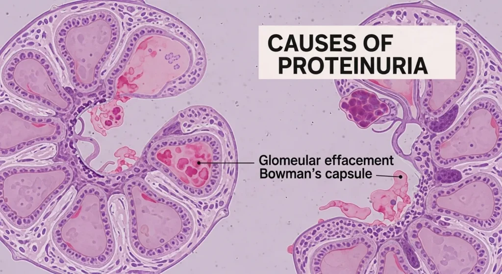 단백뇨가 생기는 이유는 뭔가요?